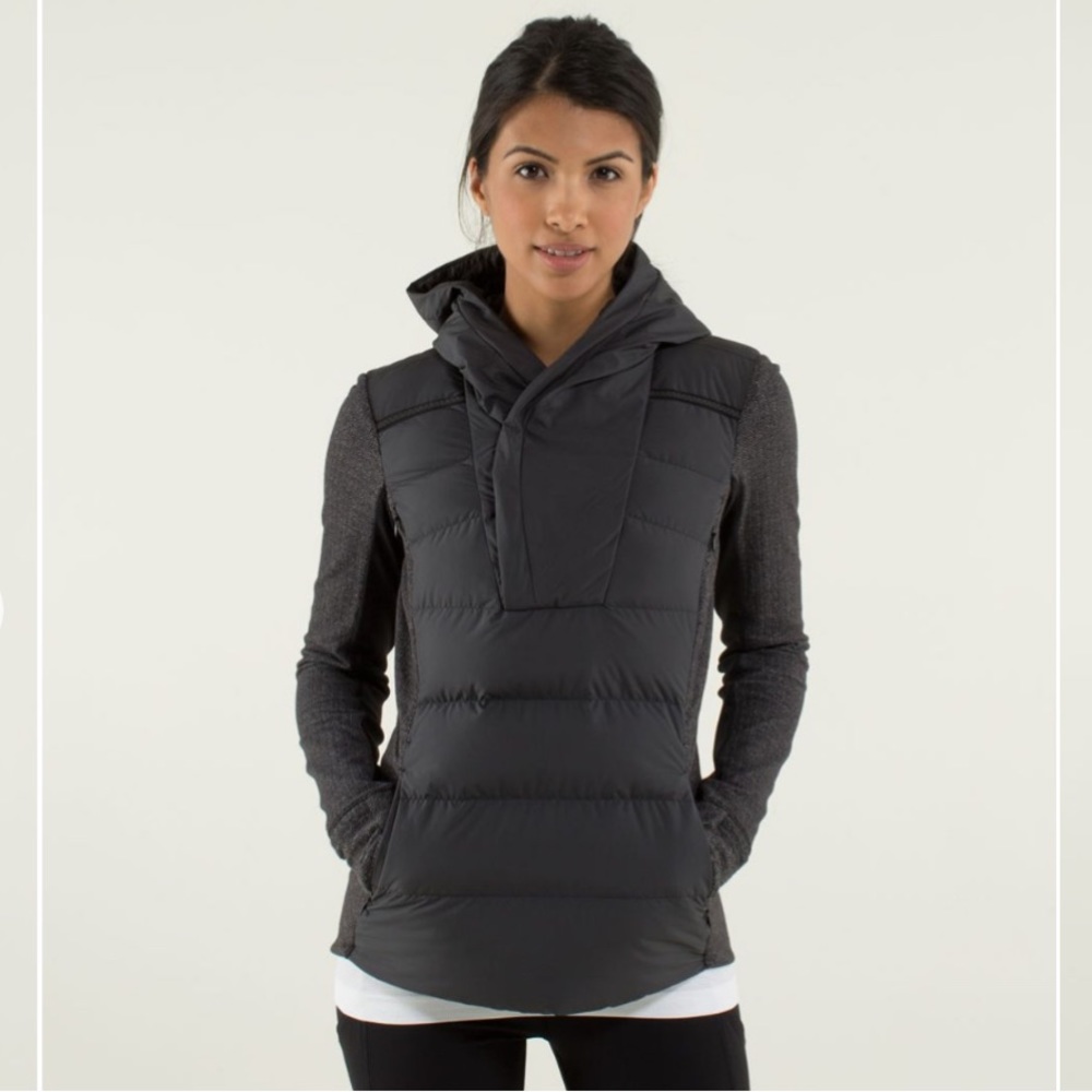 Lululemon Fluff off pullover, size 6, heathered herringbone heathered black